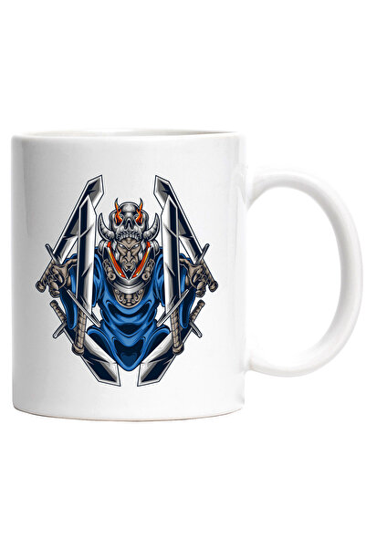 StoryGift Romania Cana Cu Luptator, Craniu, Sabii, Vrajitor, Coif, Flacari, M...