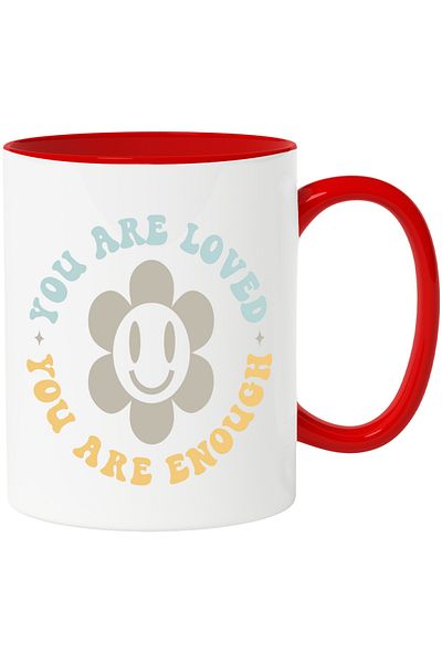 StoryGift Romania Mug with a flower for your girlfriend with the text "You are my girlfriend, you are enough" with M, Cu, STG.