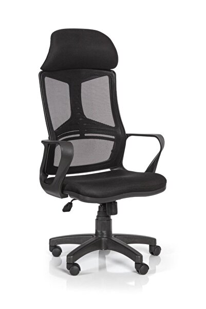 vizyox Müdür Ofis Çalışma Koltuğu Öğrenci Sandalyesi Makam Koltuğu Fileli Siyah