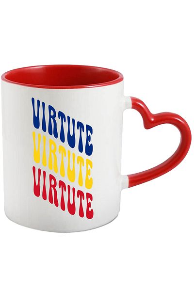 StoryGift Romania The Word Virtue Mug, in the Colors of the Romanian Flag, Red, Yellow, Blue, T, With, STG.