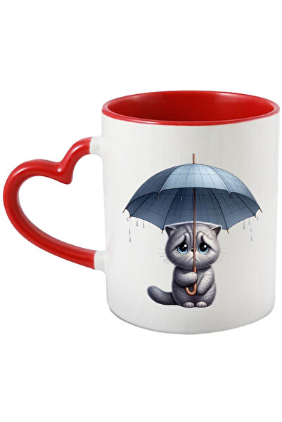 StoryGift Romania Cana Cu O Pisicuta Gri Care Tine O Umbrela | Ilustratie | T...