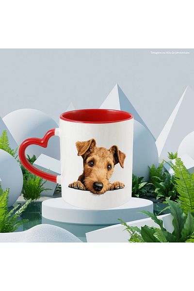 StoryGift Romania Mug with a surprised dog | illustration | light brown | for dog lovers, With ,STG.