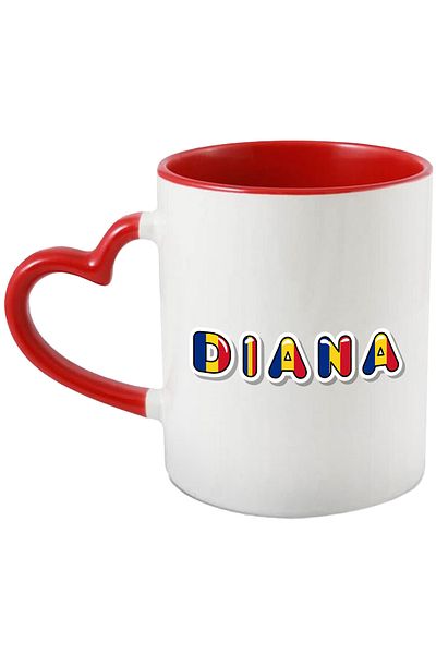 StoryGift Romania Mug With Name Diana, Romania, Supporter, Romanian Flag, Patriot, 330ml, Ceram, With, STG.