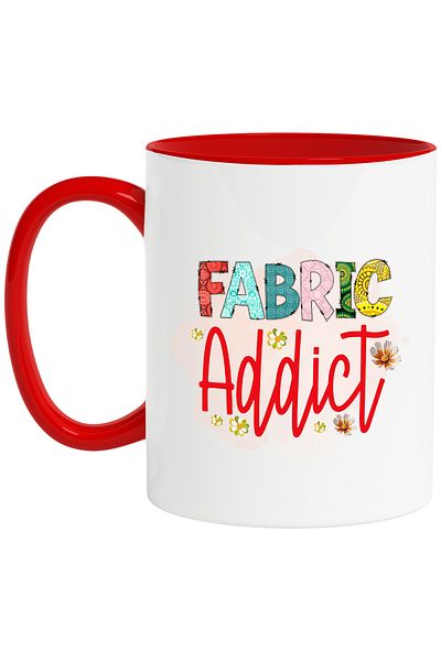 StoryGift Romania Mug with the message "Fabric addict", profession, illustration, work, dedication, passion,, With ,STG.