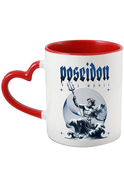 StoryGift Romania Mug Poseidon God of the Sea Deep Water Man with Spear, 330ml, Ceramic with Handle I, With, STG.