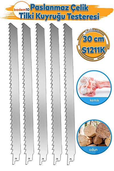 Badem10 Tilki Kuyruğu Et Kemik Kesme Testeresi 5 Adet Çelik Bıçak Buz Kesme B...