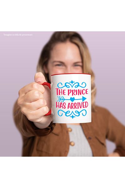 StoryGift Romania Mug with an arrow and the message "The prince has arrived" - the prince has arrived with Handle, With,STG.