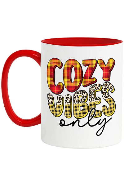 StoryGift Romania Mug with the message "Cozy vibes only", autumn, illustration, comfort, harvest, season, With ,STG.
