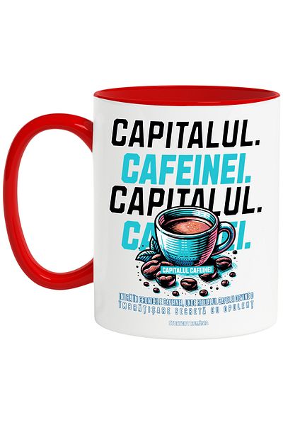StoryGift Romania Caffeine Capital Mug Blue Coffee Cup Energy Lovers, 330ml, Ce, Cu, STG.