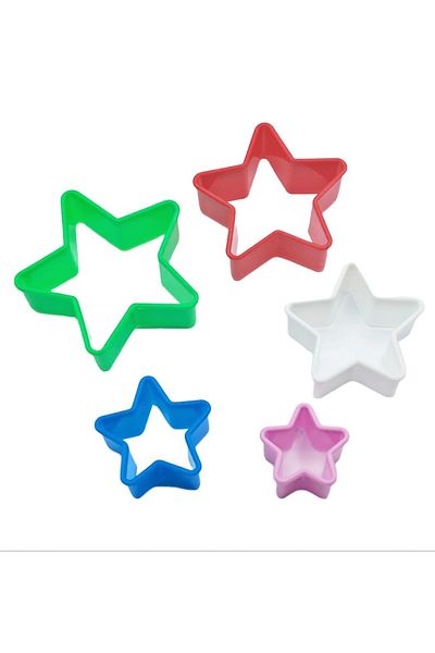 BV Set de 5 forme de biscuiți în formă de stea, pentru biscuiți sau gogoși, 9 cm, 519COF