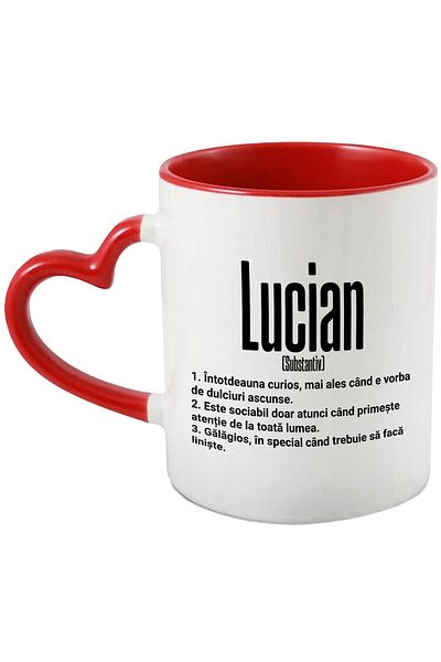 StoryGift Romania Mug With The Name Lucian, With Funny Message, Curious, Sociable, Noisy, 330ml, Wax, With,STG.