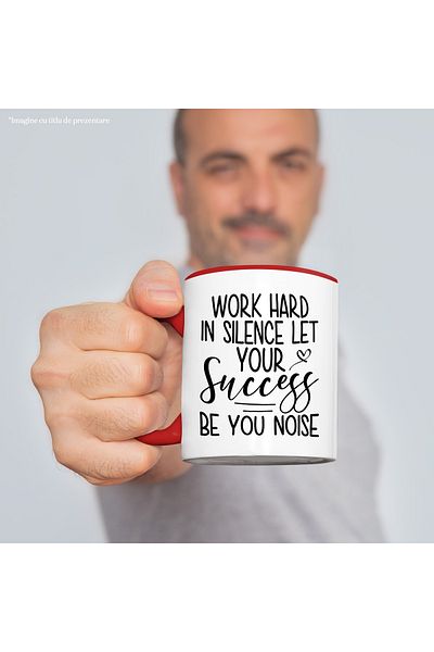 StoryGift Romania Mug with heart and motivational message "Work hard in silence and let the juice flow, With ,STG