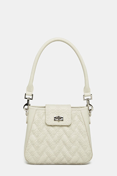 Vakko EKRU MONOGRAM DERİ ÇANTA