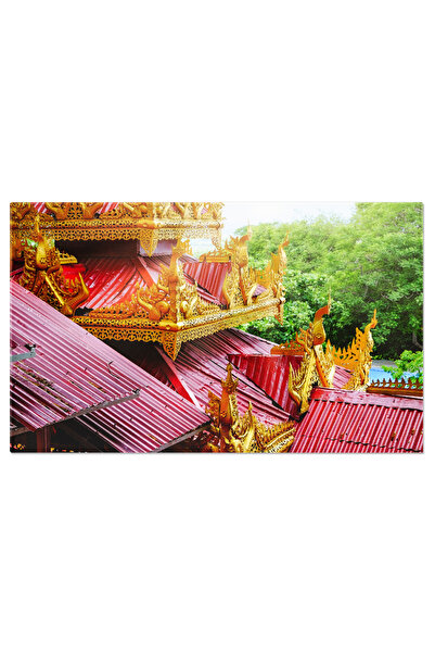 StoryGift Romania Tablou Canvas Detaliu Arhitectural Al Unui Acoperis Rosu Si Auriu, Hill, Roof, Urban, Architect