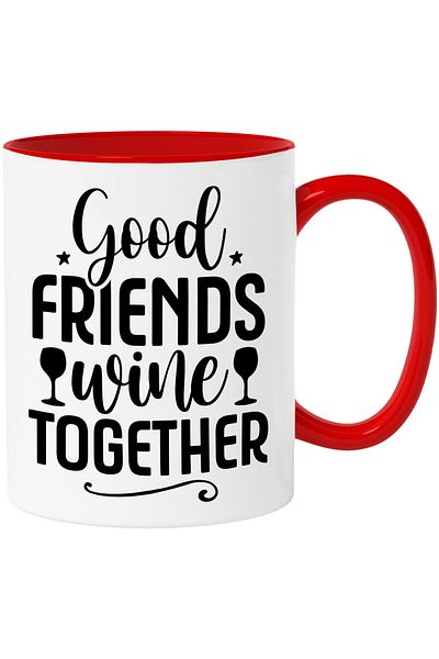 StoryGift Romania Mug with the message "Good friends wine together" - good friends drink wine together, With,STG.