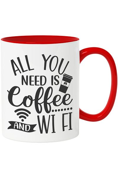 StoryGift Romania Mug with the message "All you need is coffee and Wi-Fi" - you only need coffee and , With ,STG .