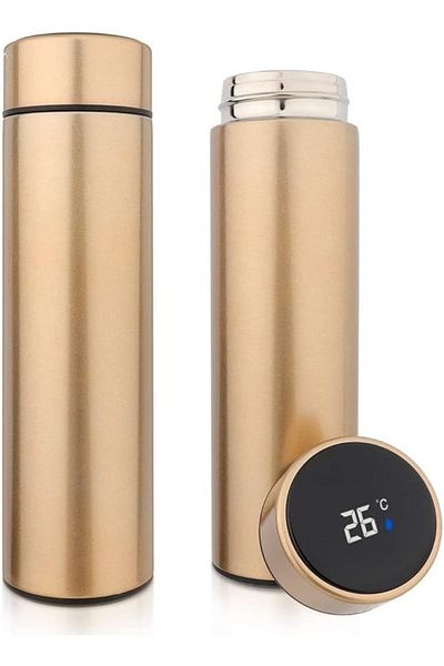 Others Water Bottle with LED Screen for Real-Time Temperature Display, Made of Stainless Steel, Portable, 1