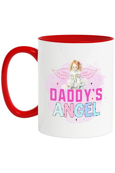 StoryGift Romania Mug with the message "Daddy's angel", illustration, for children, little girl with wings, With ,STG.