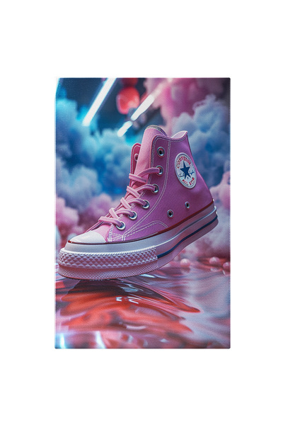 StoryGift Romania Tablou Canvas O Pereche De Converse Roz Fum Colorat Pe Fundal Și Tălpi Deasupra Apei , Pictura
