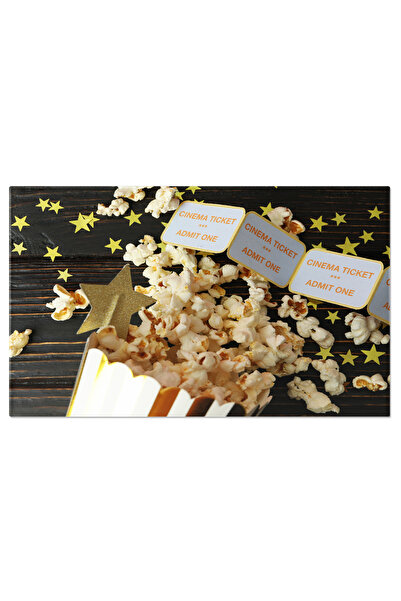 StoryGift Romania Tablou Canvas - Delicii De Film: Popcorn, Cutie, Bautura: Cinematograf, Eticheta, Gustos