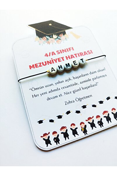 Kiraz Craft 10 Adet Okul Mezuniyet Hediyesi İsimli Bileklik - Karne Hediyesi ...