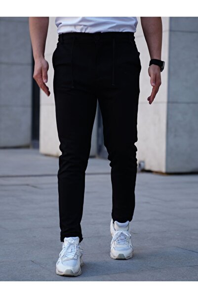 EXSPORT Erkek Yandan Cepli Beli Lastikli Bağcıklı Kemerli Duble Paça Relaxed Fit Rahat Kesim Jogger Pantolon