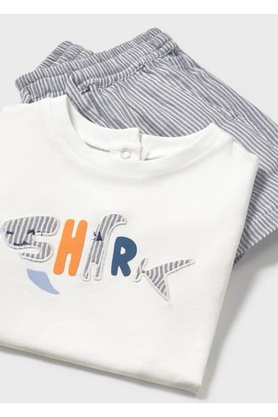 MAYORAL Shark Pattern Shorts -T-Shirt Set