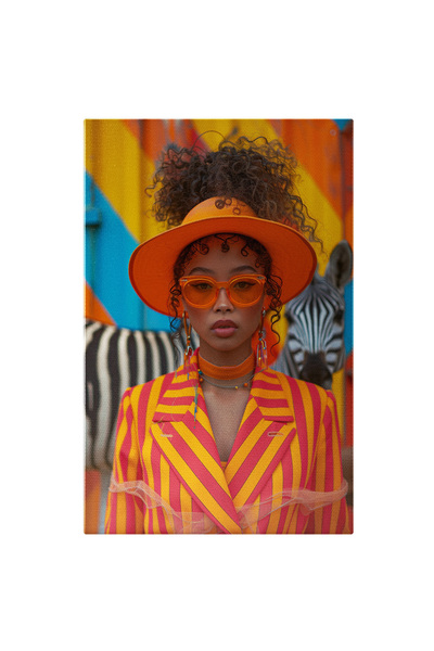 StoryGift Romania Tablou Canvas Minunata Doamna Cu O Zebra In Spate Si Parul ...