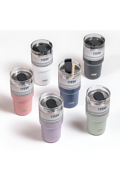 Tyeso Tripletask Thermos Vacuum Washable Silicone Straw 600ml