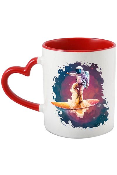StoryGift Romania Mug with an astronaut riding a surfboard | illustration | abstract | des, Cu ,STG