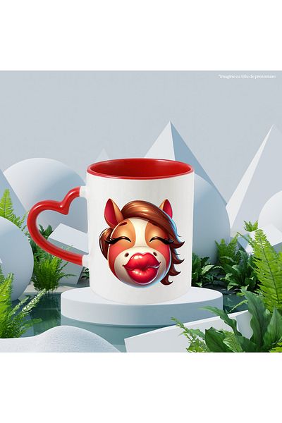StoryGift Romania Mug with a mare giving a kiss | illustration | happiness | Valentine's Day | love, With, STG.