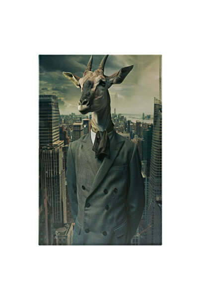 StoryGift Romania Tablou Canvas Capra Cu Coarne Si Urechi Si Esarfa In Sacou ...