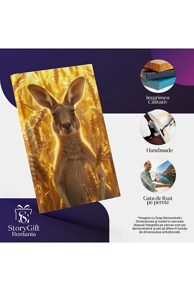StoryGift Romania Tablou Canvas: Animal De Preierie În Lan Cu Ceriale Și Plante Aurii- Animal Sălbatic Și Habita