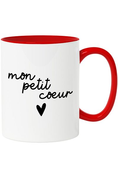 StoryGift Romania Mug With Text in French My Little Heart, Children, Parents, Family, Ceramic, 330ml, With, STG.