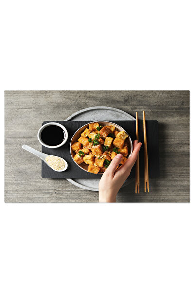 StoryGift Romania Tablou Canvas Bucatarie Asiatica Tofu Prajit Intrun Bol Pe O Masa De Lemn Un Deliciu Asiatic P