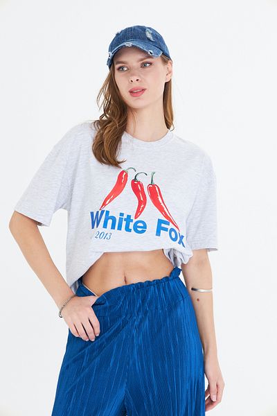 The Champ Clothing Tricou cu decolteu tip Biber pentru femei Wf White