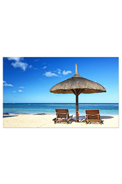 StoryGift Romania Tablou Canvas Relaxare Pe Plaja Din Mauritius Plaja, Nisip, Scaun De Plaja, Umbrela, Vacanta, O