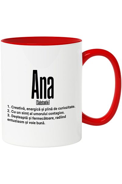 StoryGift Romania Mug With Name Ana, and Motivational Message, Creative, Smart, Curious, Funny, With, STG.