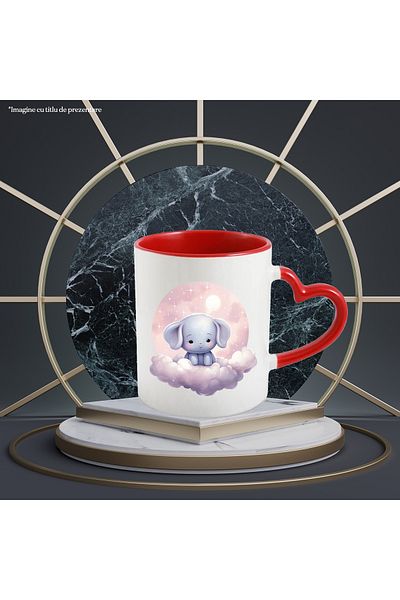 StoryGift Romania Mug with a tired and sleepy animal, illustration, full moon, clouds, time of, With,STG.