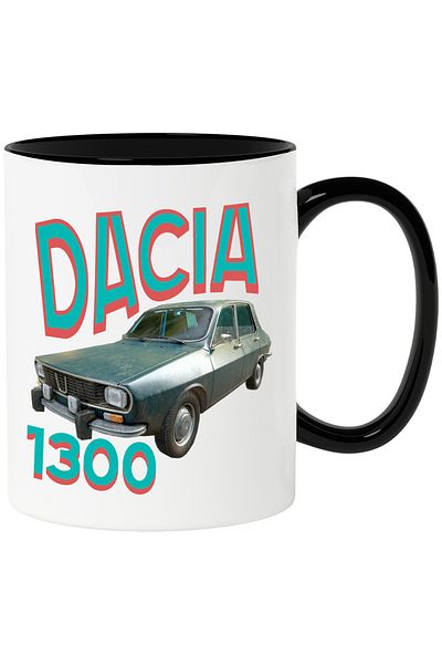 StoryGift Romania Romanian Dacia 1300 Vintage Car Mug Haios, 330ml, Ceramic with Black Handle, With M,STG.