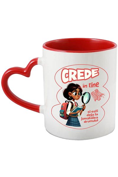 StoryGift Romania Curious girl mug believes in you and you are already halfway there, 330ml, Ceramic with Ma, Cu, STG.