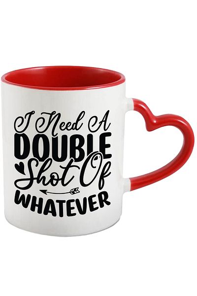 StoryGift Romania Mug for those who need two shots of anything with Red Heart Handle, With Handle, STG.