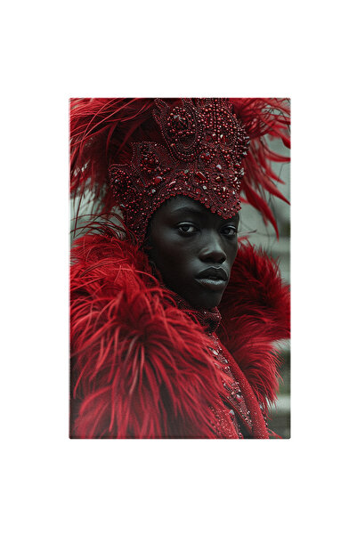 StoryGift Romania Tablou Canvas Regina Tribului African Cu Palarie Din Perle ...