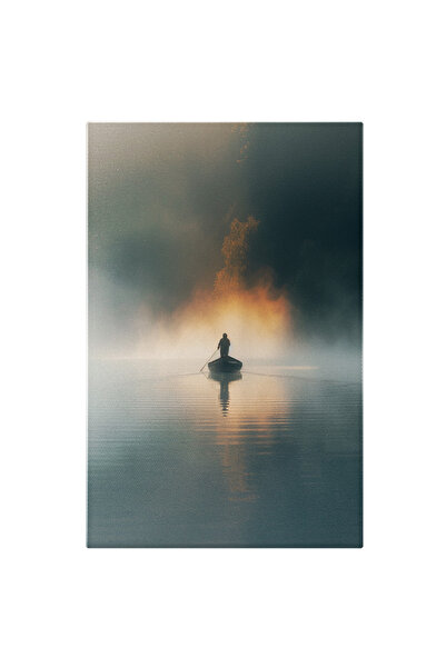 StoryGift Romania Tablou Canvas: Părăsirea Orașului Ars Cu Barca Omul Cu Vâsl...