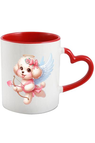 StoryGift Romania Mug with a cheerful puppy | blushing | with wings | shooting a bow | firm arrow, With ,STG .
