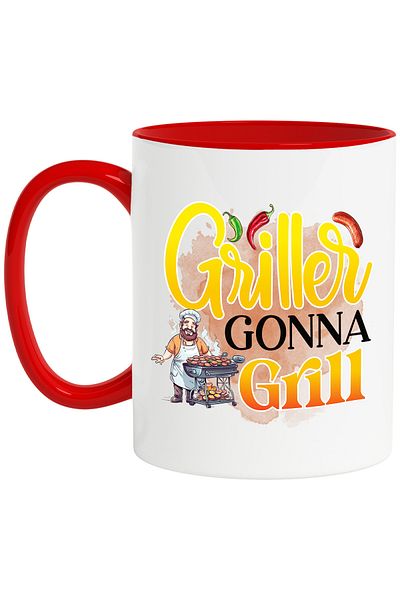 StoryGift Romania Grill mug with the message "Griller gonna grill", cooking, illustration, kitchen, c, With ,STG .