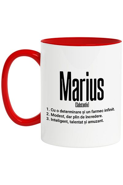 StoryGift Romania Mug With Name Marius, Determination, Modest, Intelligent, Funny, Personalized, C, With, STG.