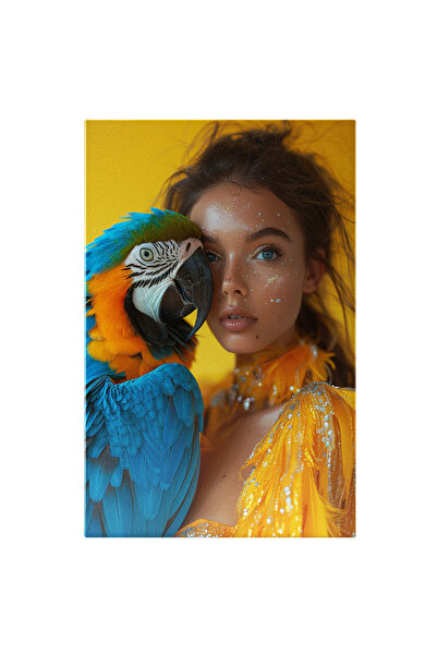 StoryGift Romania Tablou Canvas Iubitoarea De Papagali, O Fata Cu Ochii Albas...