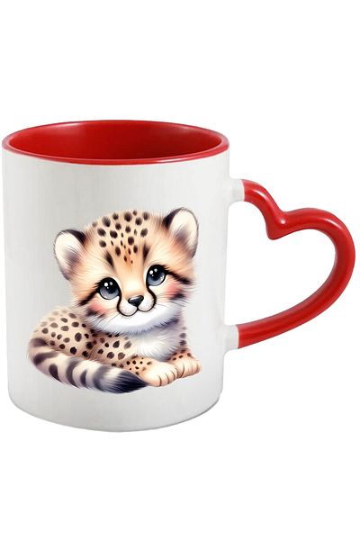 StoryGift Romania Mug with a female cheetah | small | illustration | blushing | good | for i, With ,STG.