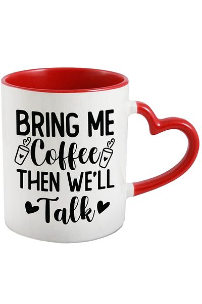 StoryGift Romania The mug for those who only have a conversation after drinking coffee with Heart Handle, With, STG.